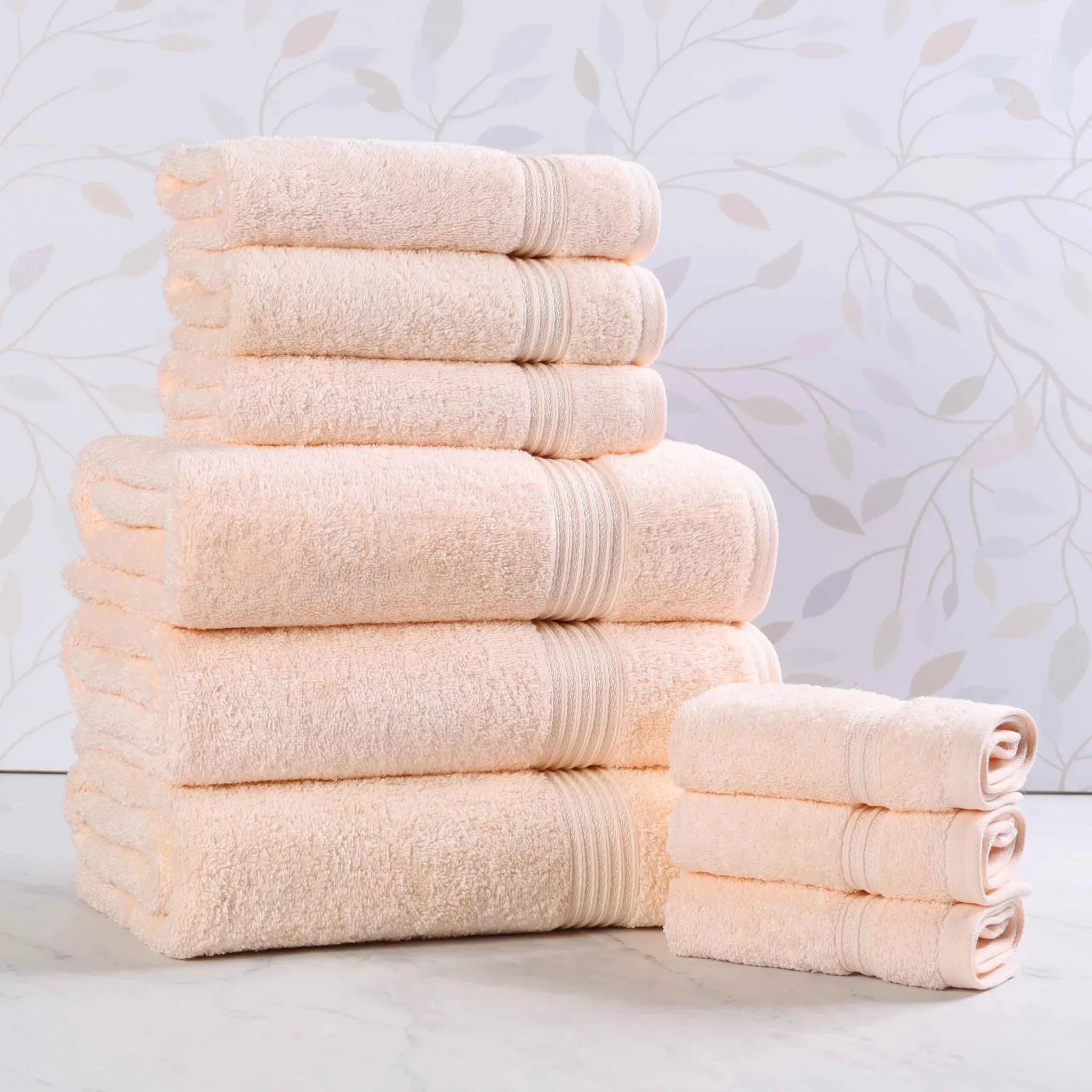 Egyptian Cotton Heritage Plush Towel Set 9 Piece - Egyptian Cotton Towel Set by Superior Brand
