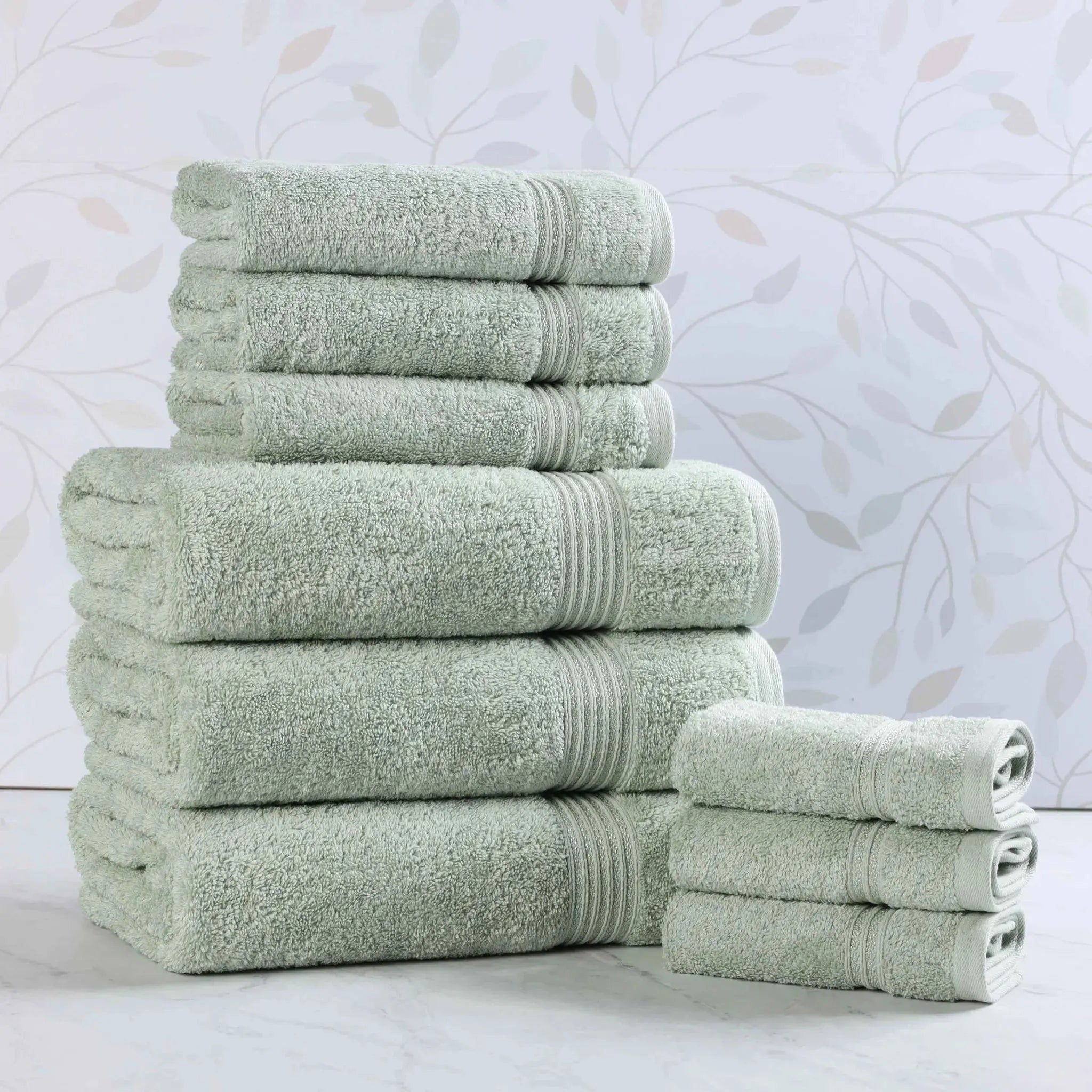 Egyptian Cotton Heritage Plush Towel Set 9 Piece - Egyptian Cotton Towel Set by Superior Brand