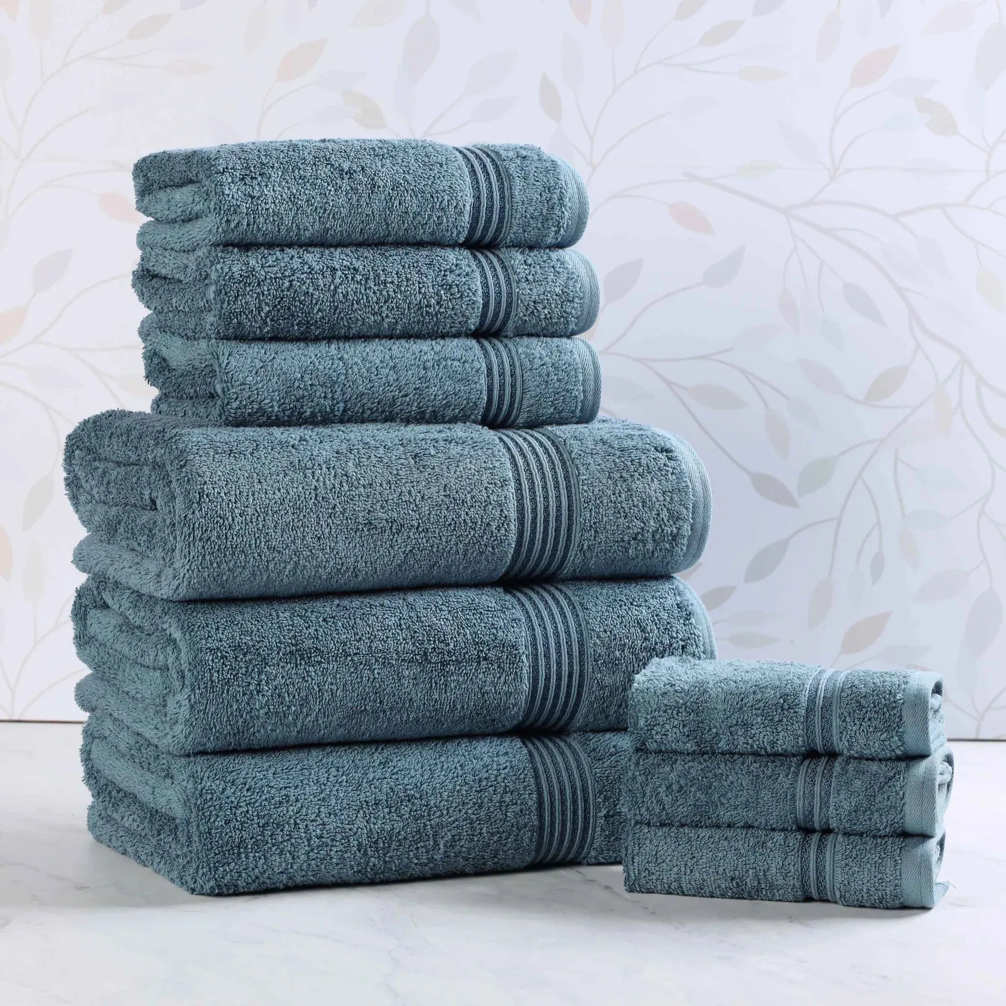 Egyptian Cotton Heritage Plush Towel Set 9 Piece - Egyptian Cotton Towel Set by Superior Brand