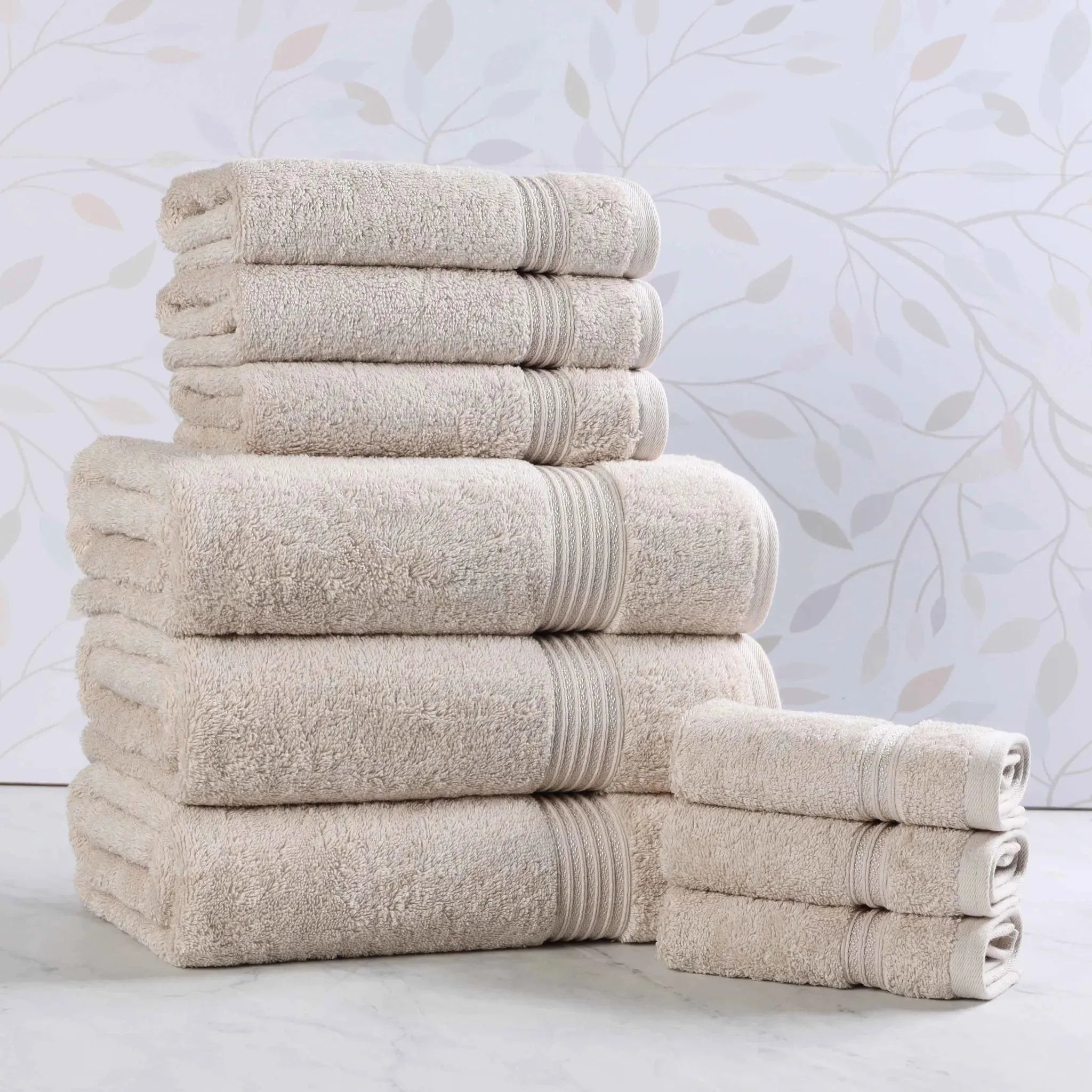 Egyptian Cotton Heritage Plush Towel Set 9 Piece - Egyptian Cotton Towel Set by Superior Brand