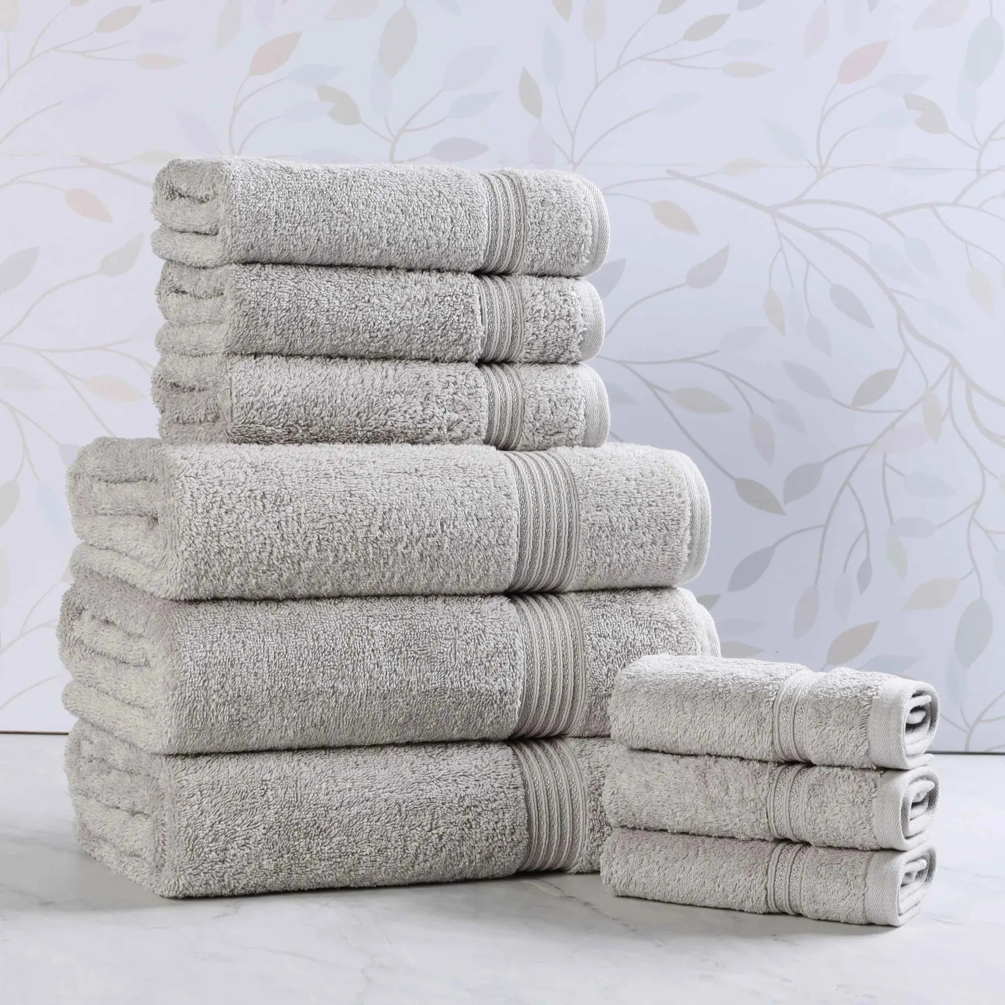 Egyptian Cotton Heritage Plush Towel Set 9 Piece - Egyptian Cotton Towel Set by Superior Brand