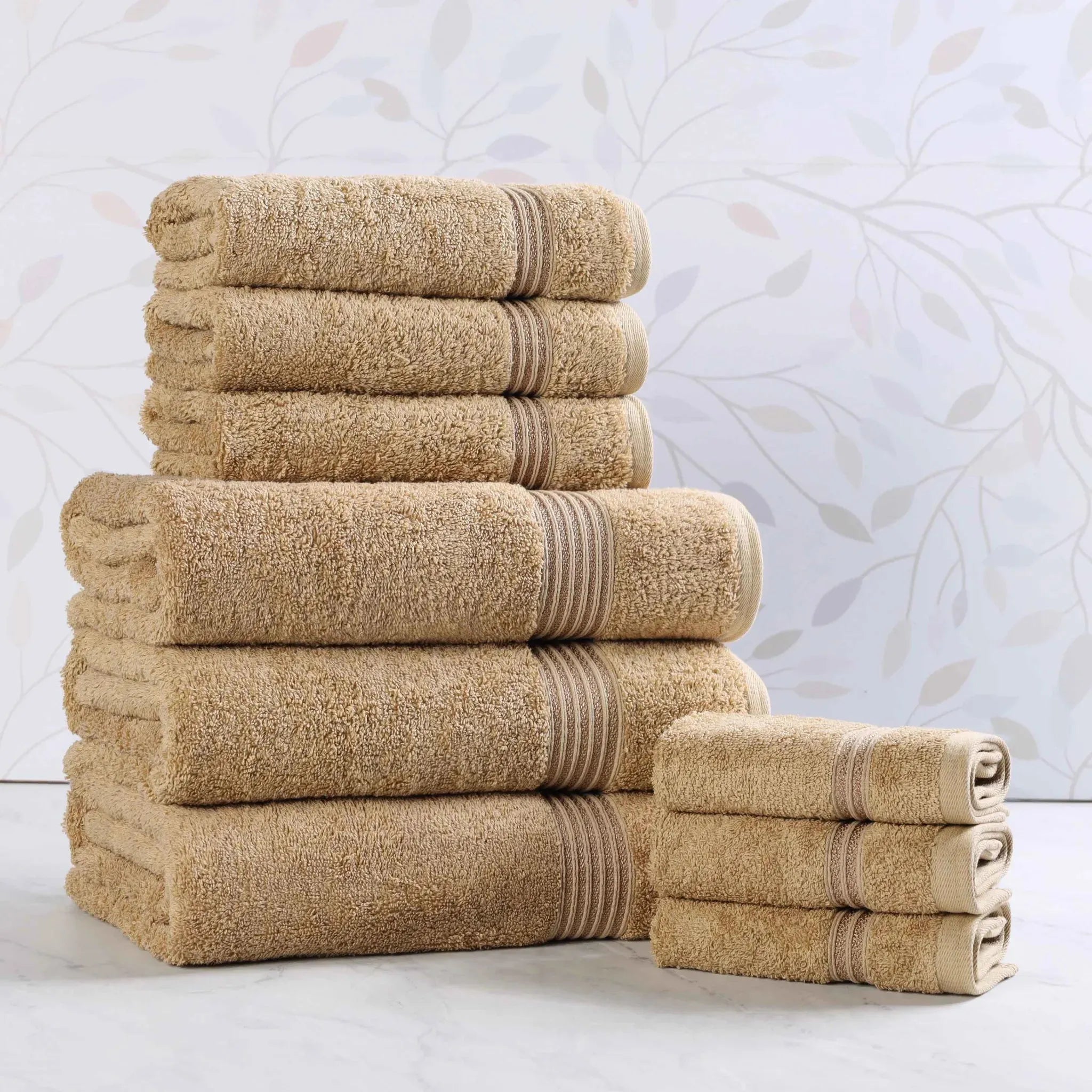 Egyptian Cotton Heritage Plush Towel Set 9 Piece - Egyptian Cotton Towel Set by Superior Brand