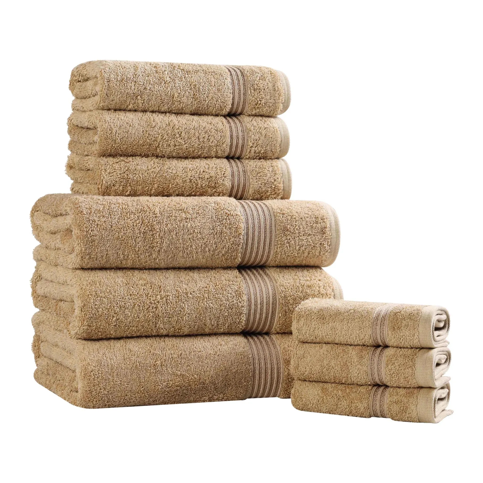 Egyptian Cotton Heritage Plush Towel Set 9 Piece - Egyptian Cotton Towel Set by Superior Brand