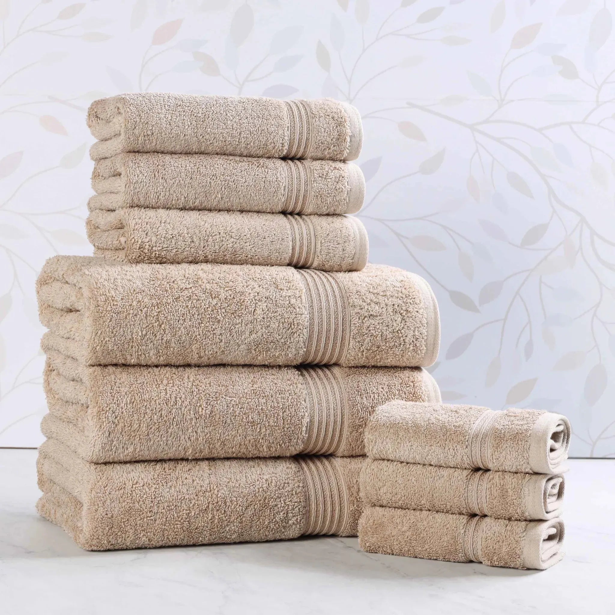 Egyptian Cotton Heritage Plush Towel Set 9 Piece - Egyptian Cotton Towel Set by Superior Brand