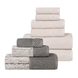 Lodi Cotton 9-Piece Bathroom Towel Set – Absorbent Mid-Weight Solids & Patterns