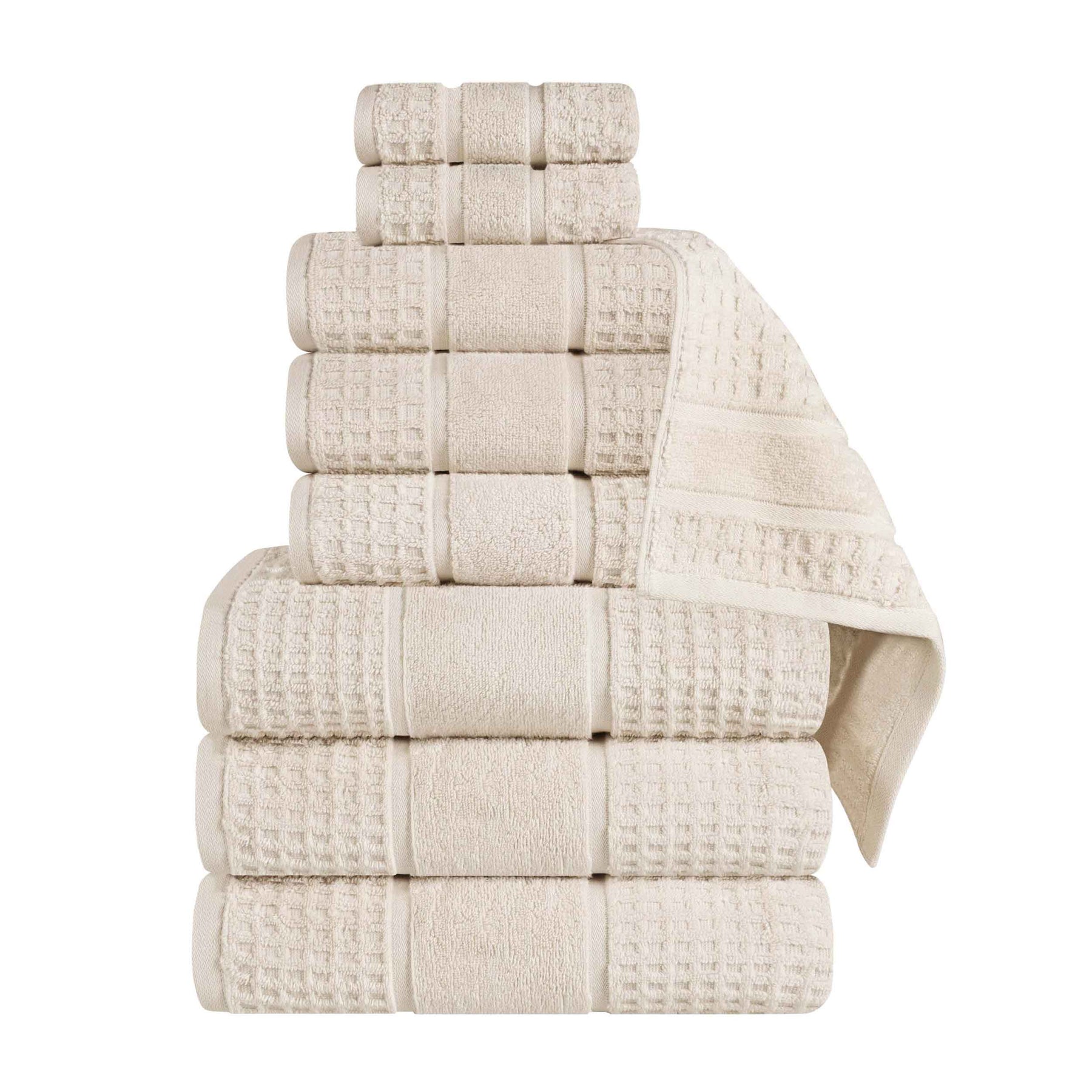 Hotel Vendome Bathroom Towel Set ~ White & Black 6 Pc - NEW