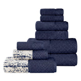 Lodi Cotton 9-Piece Bathroom Towel Set – Absorbent Mid-Weight Solids & Patterns