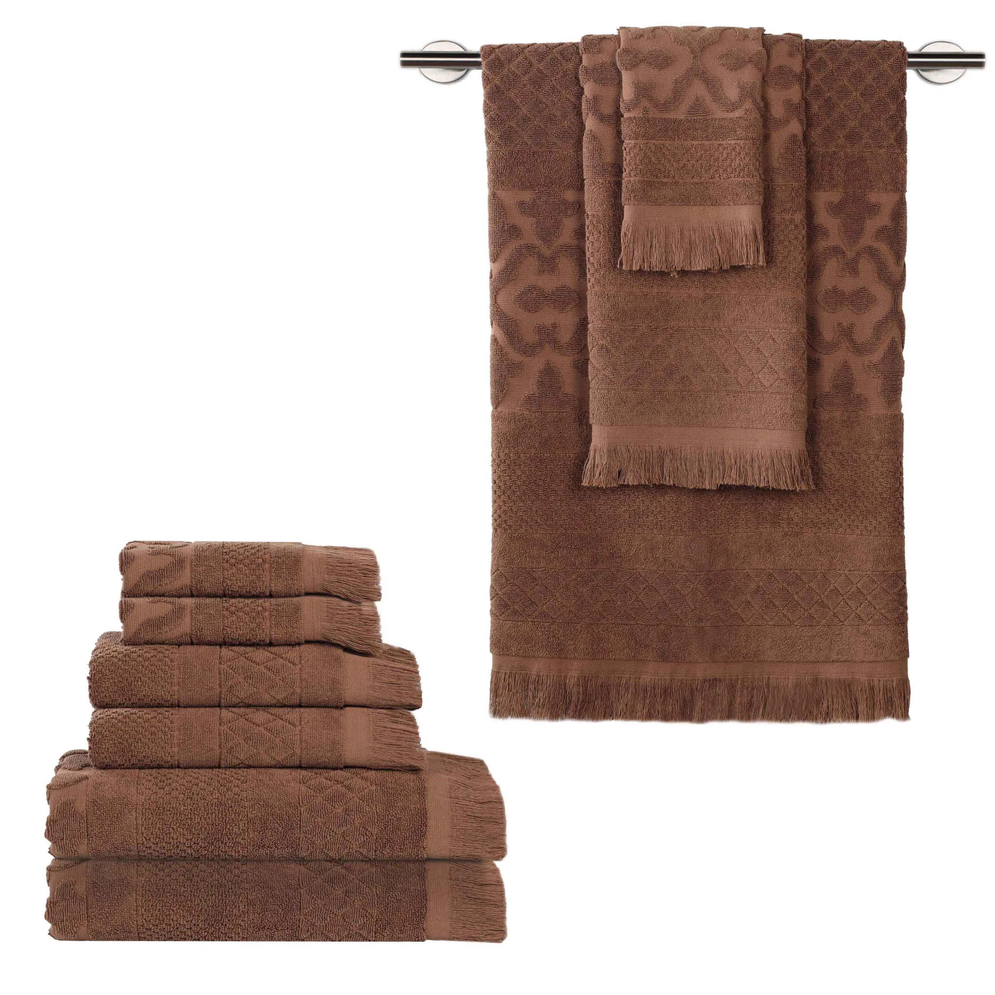 Rolla Cotton Geometric Jacquard Plush Soft Absorbent 9 Piece Towel Set - Towel Set by Superior Brand