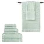 Rolla Cotton Geometric Jacquard Plush Soft Absorbent 9 Piece Towel Set - Towel Set by Superior Brand