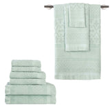 Rolla Cotton Geometric Jacquard Plush Soft Absorbent 9 Piece Towel Set - Towel Set by Superior Brand