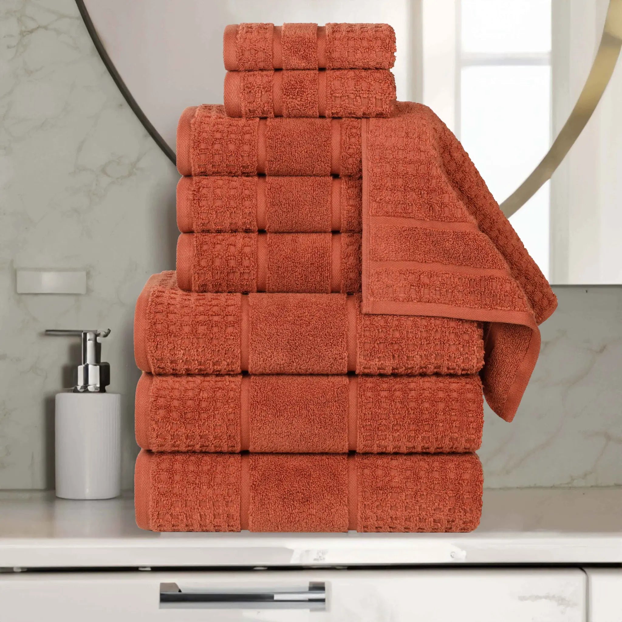 Napa Zero Twist Cotton Solid Waffle Honeycomb 9 Piece Towel Set - Towel Set by Superior Brand