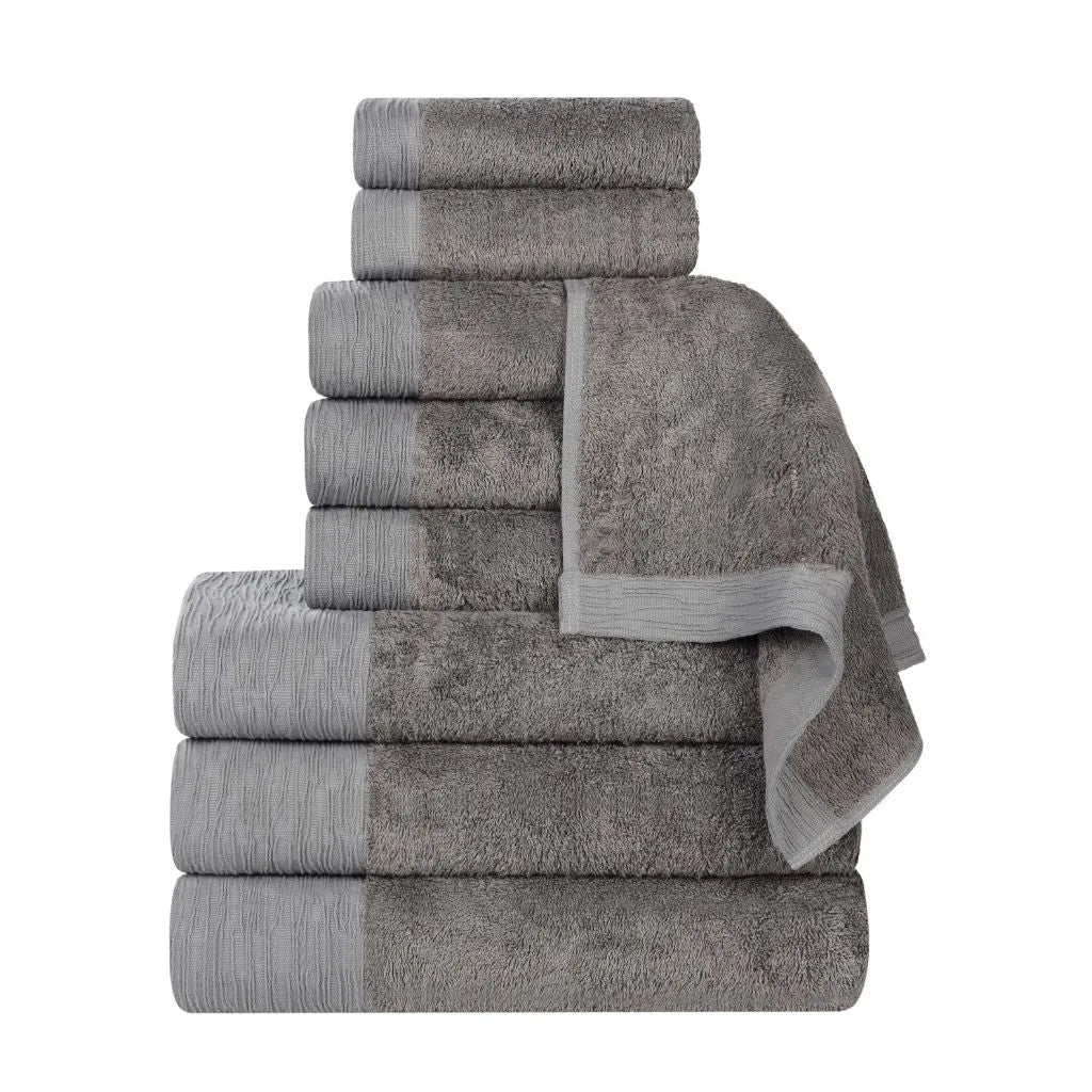 Rayon from Bamboo Eco-Friendly Fluffy Soft Solid 9 Piece Towel Set - Towel Set by Superior Brand