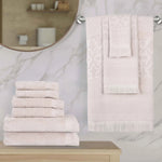 Rolla Cotton Geometric Jacquard Plush Soft Absorbent 9 Piece Towel Set - Towel Set by Superior Brand
