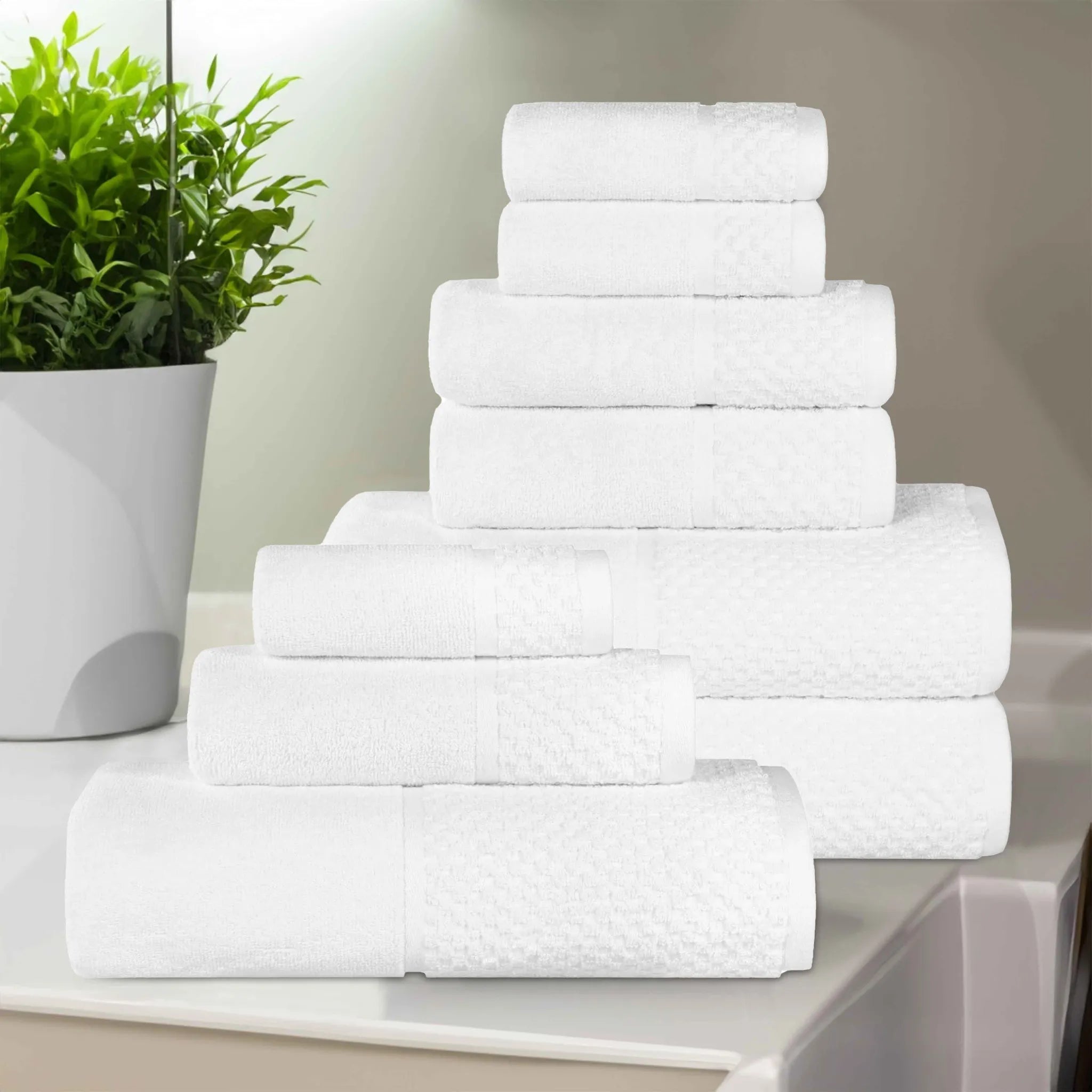 Lodi Cotton 9-Piece Bathroom Towel Set – Absorbent Mid-Weight Solids & Patterns