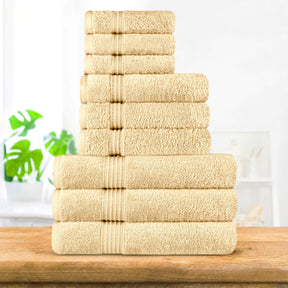 Egyptian Cotton Highly Absorbent Solid 9 Piece Ultra Soft Towel Set - Canary