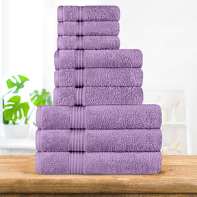 Egyptian Cotton Highly Absorbent Solid 9 Piece Ultra Soft Towel Set - Royal Purple