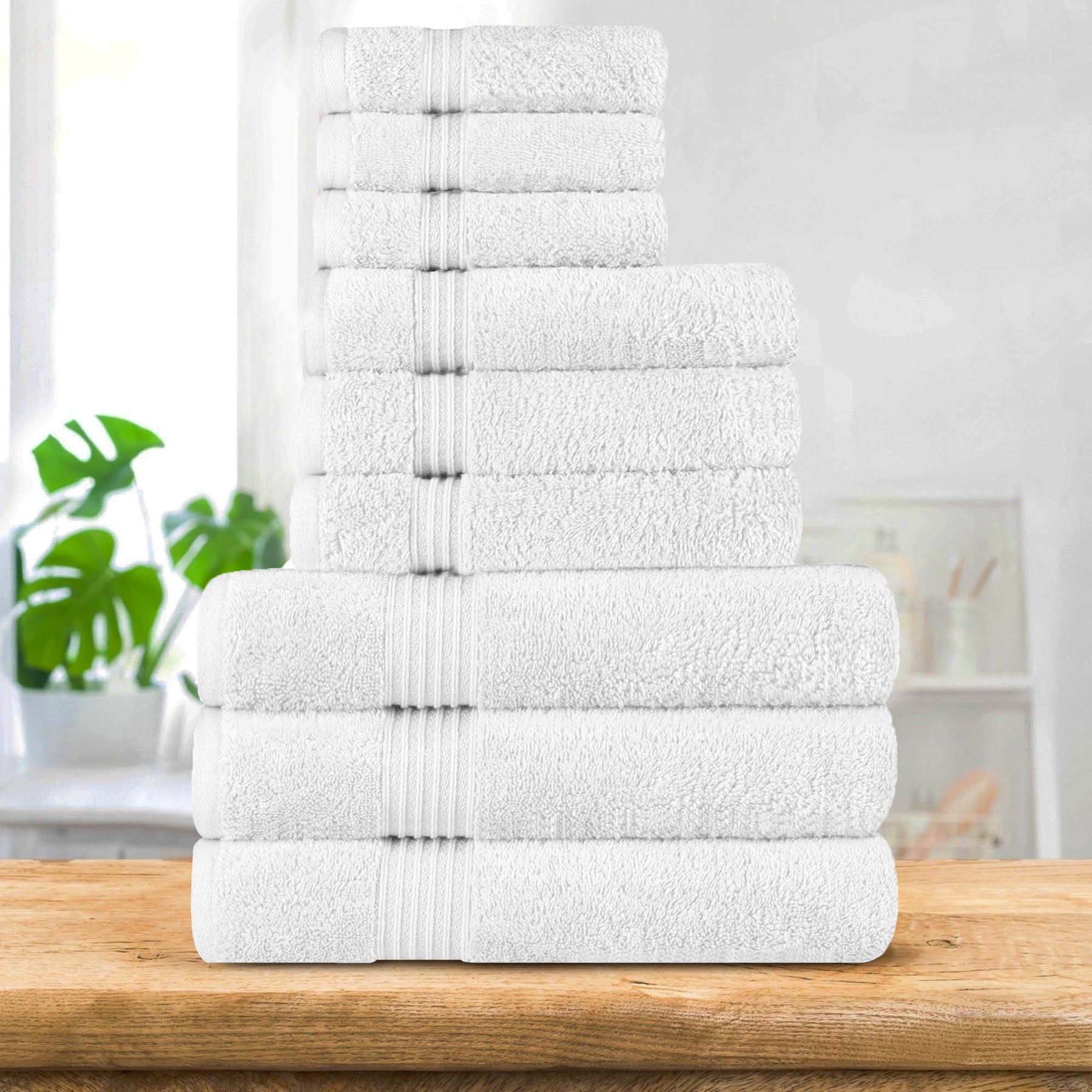 Egyptian Cotton Highly Absorbent Solid 9 Piece Ultra Soft Towel Set - White