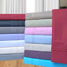 Superior 3000 Series Wrinkle Resistant Cloud Embroidered Sheet Set