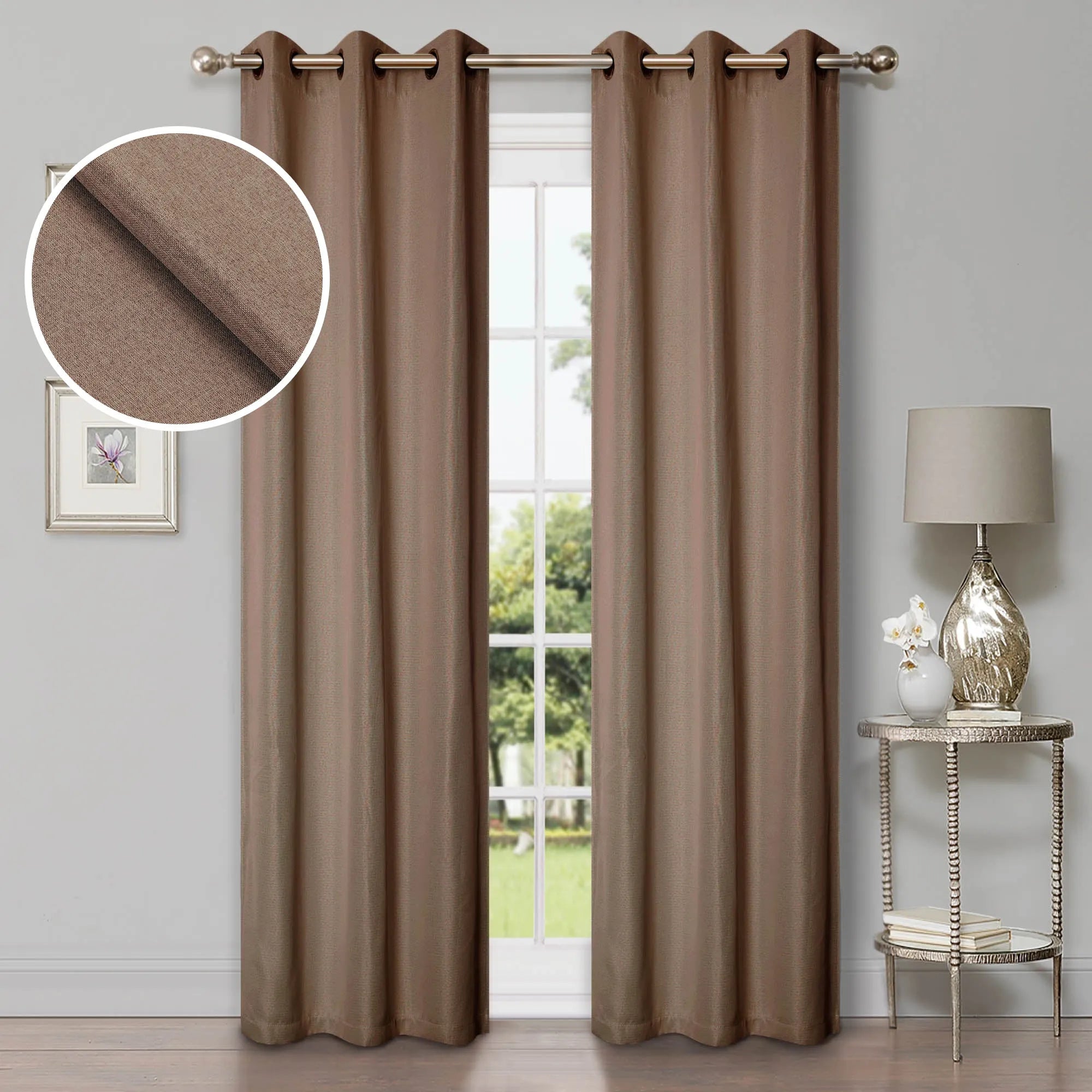 Linen Pattern Washable Room Darkening Blackout Curtains, Set of 2 - Blackout Curtains by Superior Brand
