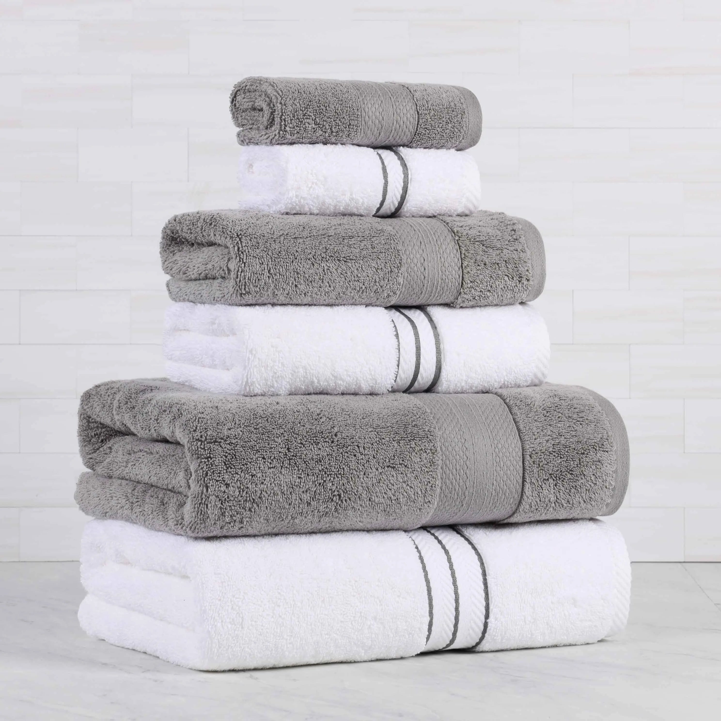 Turkish Cotton Plush Towel Set 6 Piece - Turkish Towel Bundle by Superior Brand
