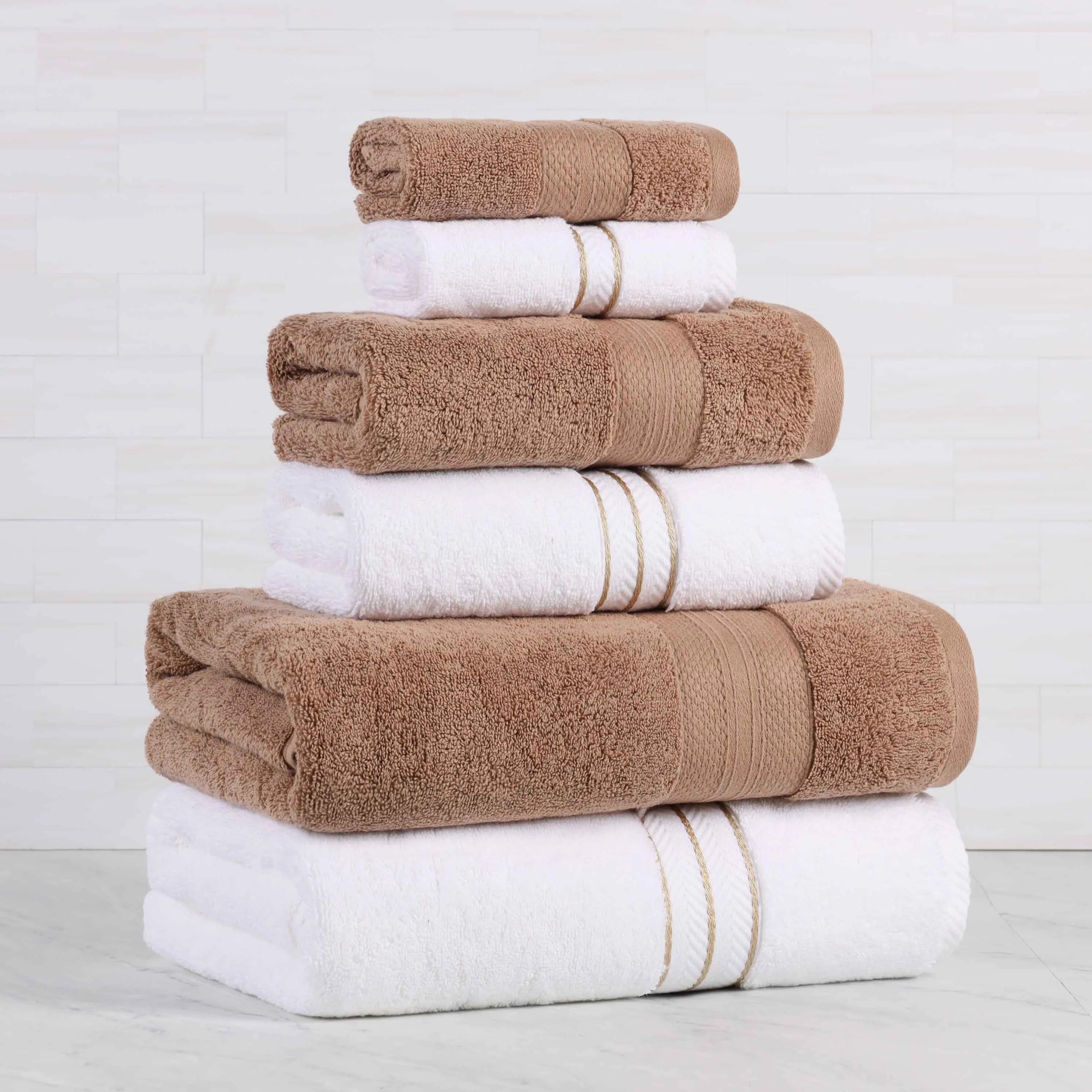 Turkish Cotton Plush Towel Set 6 Piece - Turkish Towel Bundle by Superior Brand