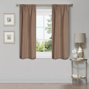 Linen Pattern Washable Room Darkening Blackout Curtains, Set of 2 - Acorn
