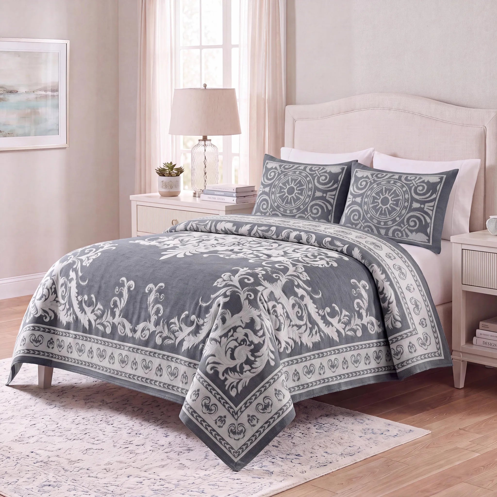 Lightweight Cotton Blend Bedspread Sets Adalie Medallion Jacquard