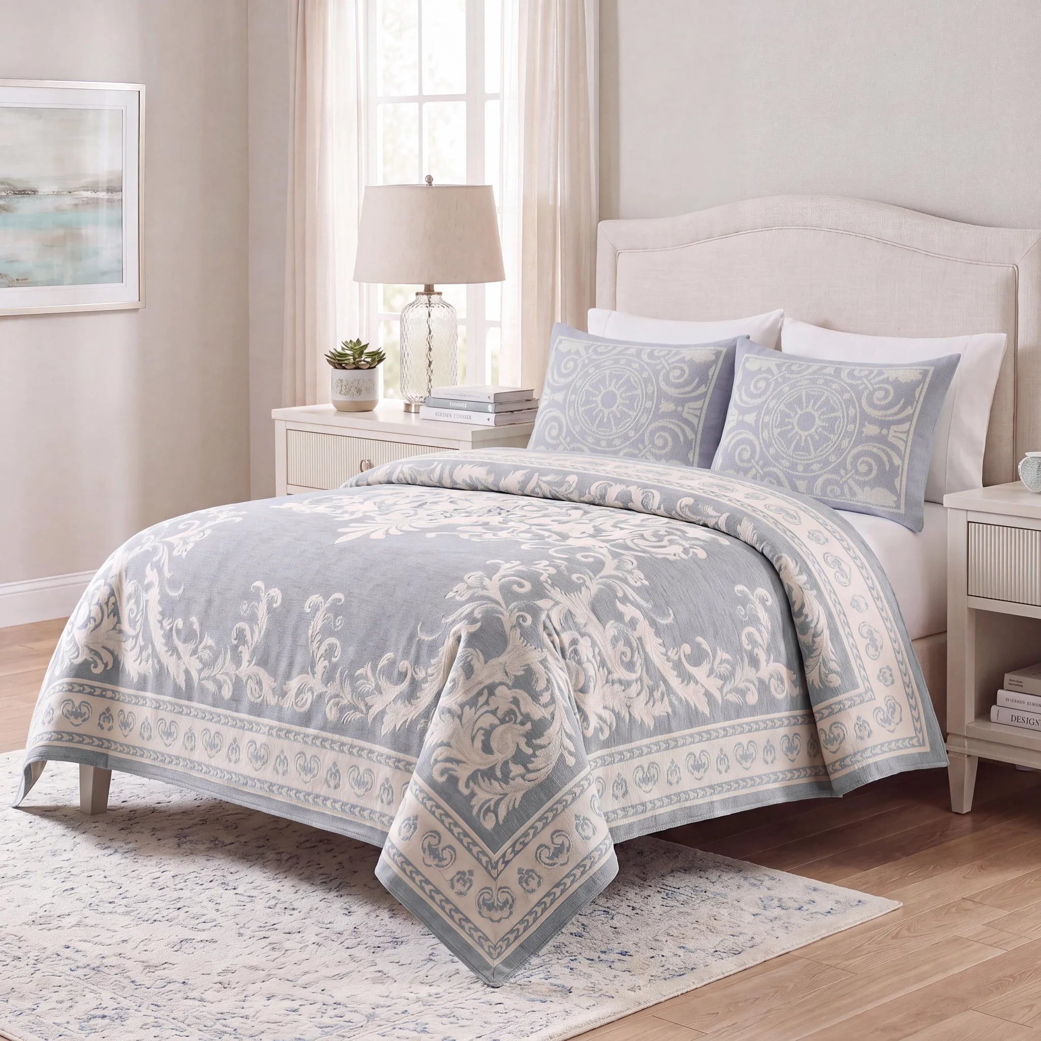 Lightweight Cotton Blend Bedspread Sets Adalie Medallion Jacquard