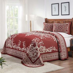 Superior Adalie Cotton Blend Woven Jacquard Vintage Medallion Lightweight Bedspread and Sham Set - Berry Red