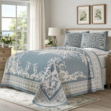 Lightweight Cotton Blend Oversized King Bedspread Sets Adalie Medallion Jacquard