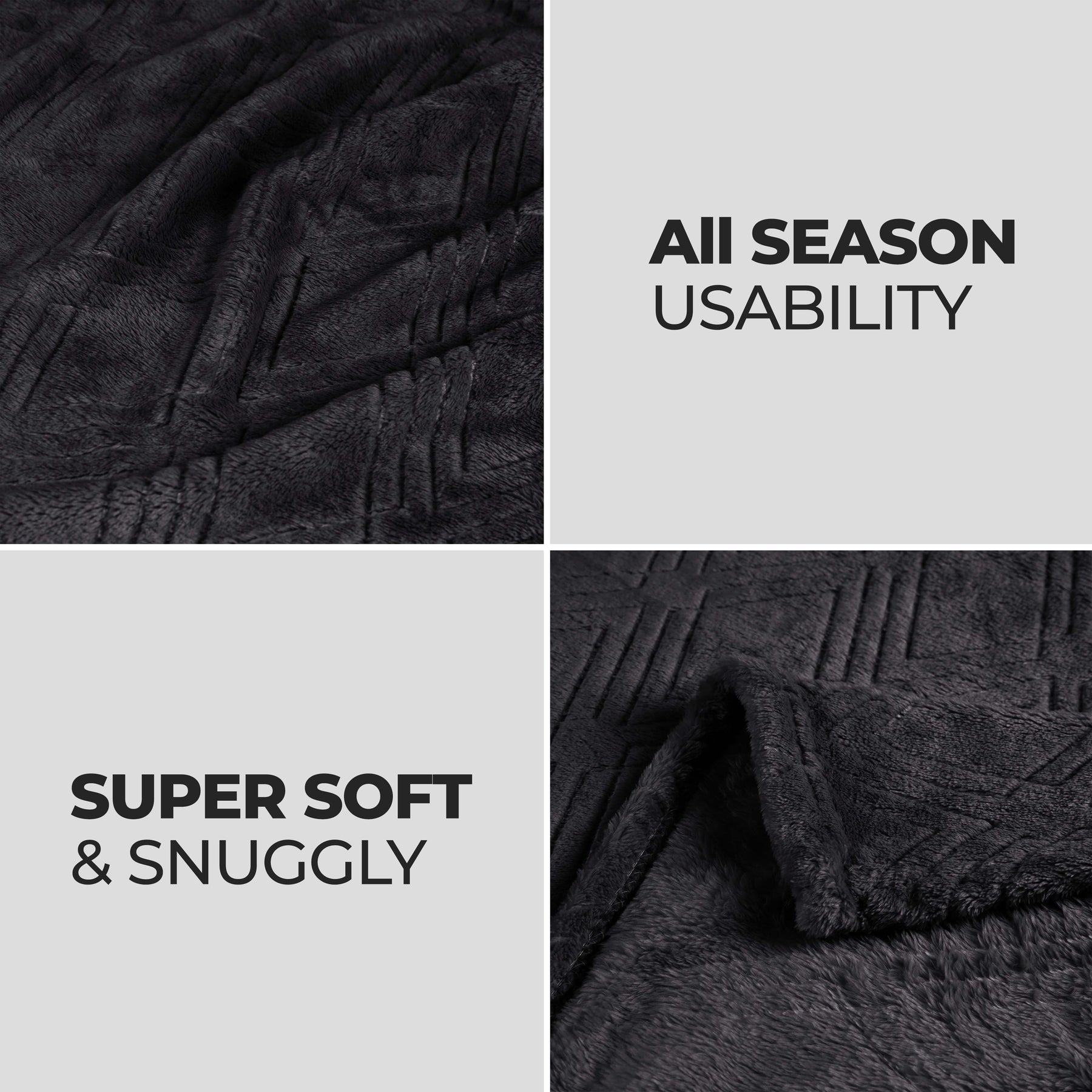 Superior Alaska Diamond Flannel Fece Plush Ultra-Soft Blanket - Black