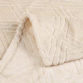 Superior Alaska Diamond Flannel Fleece Plush Ultra-Soft Blanket - Cream