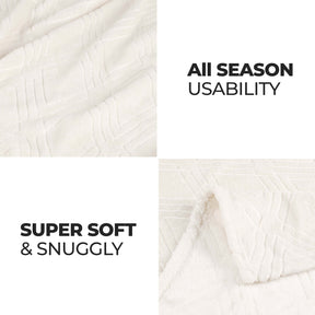 Superior Alaska Diamond Flannel Fleece Plush Ultra-Soft Blanket - Ivory