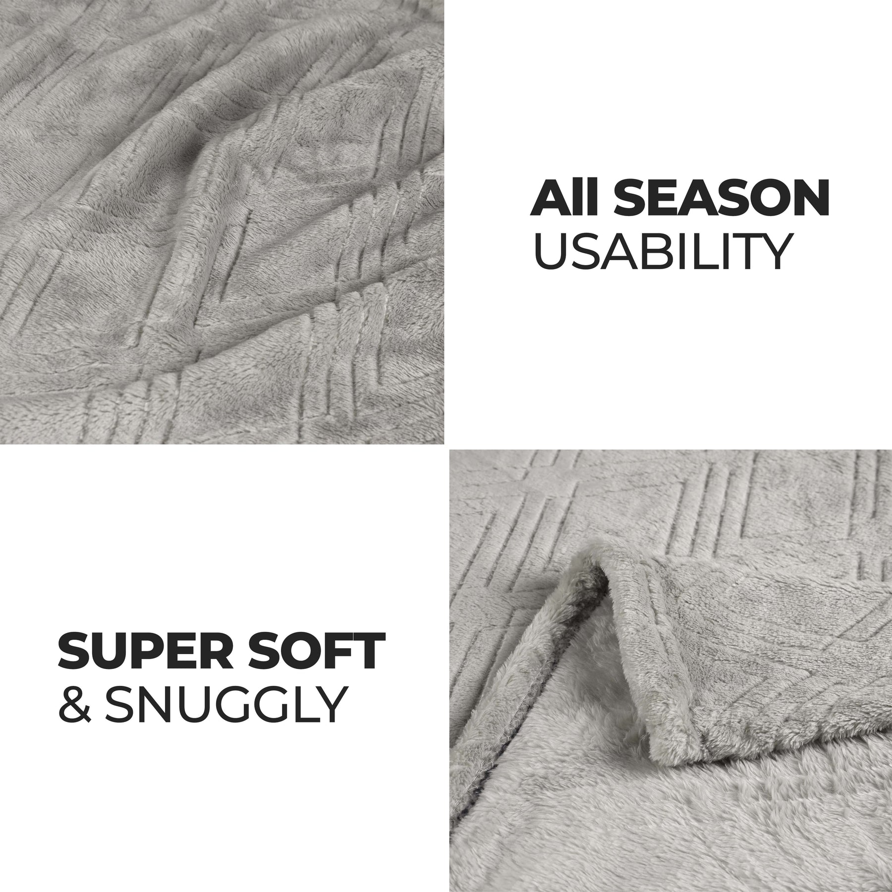 Superior Alaska Diamond Flannel Fleece Plush Ultra-Soft Blanket - Platinum