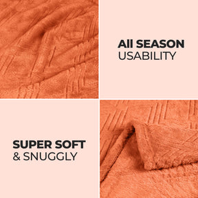 Superior Alaska Diamond Flannel Fleece Plush Ultra-Soft Blanket -  Rust
