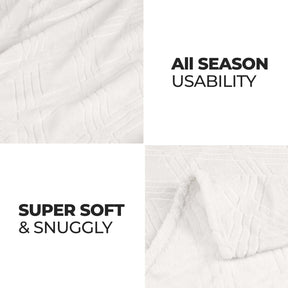 Superior Alaska Diamond Flannel Fleece Plush Ultra-Soft Blanket - White