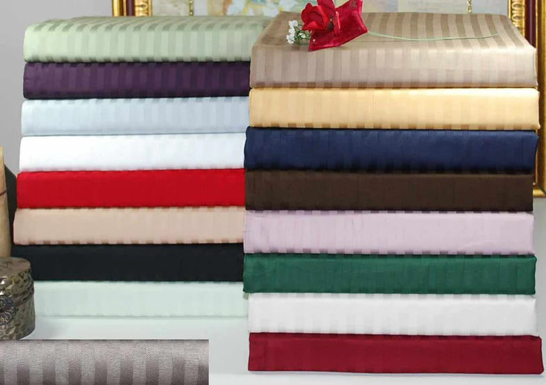 300 Thread Count Egyptian Cotton 15" Drop Striped Bed Skirt