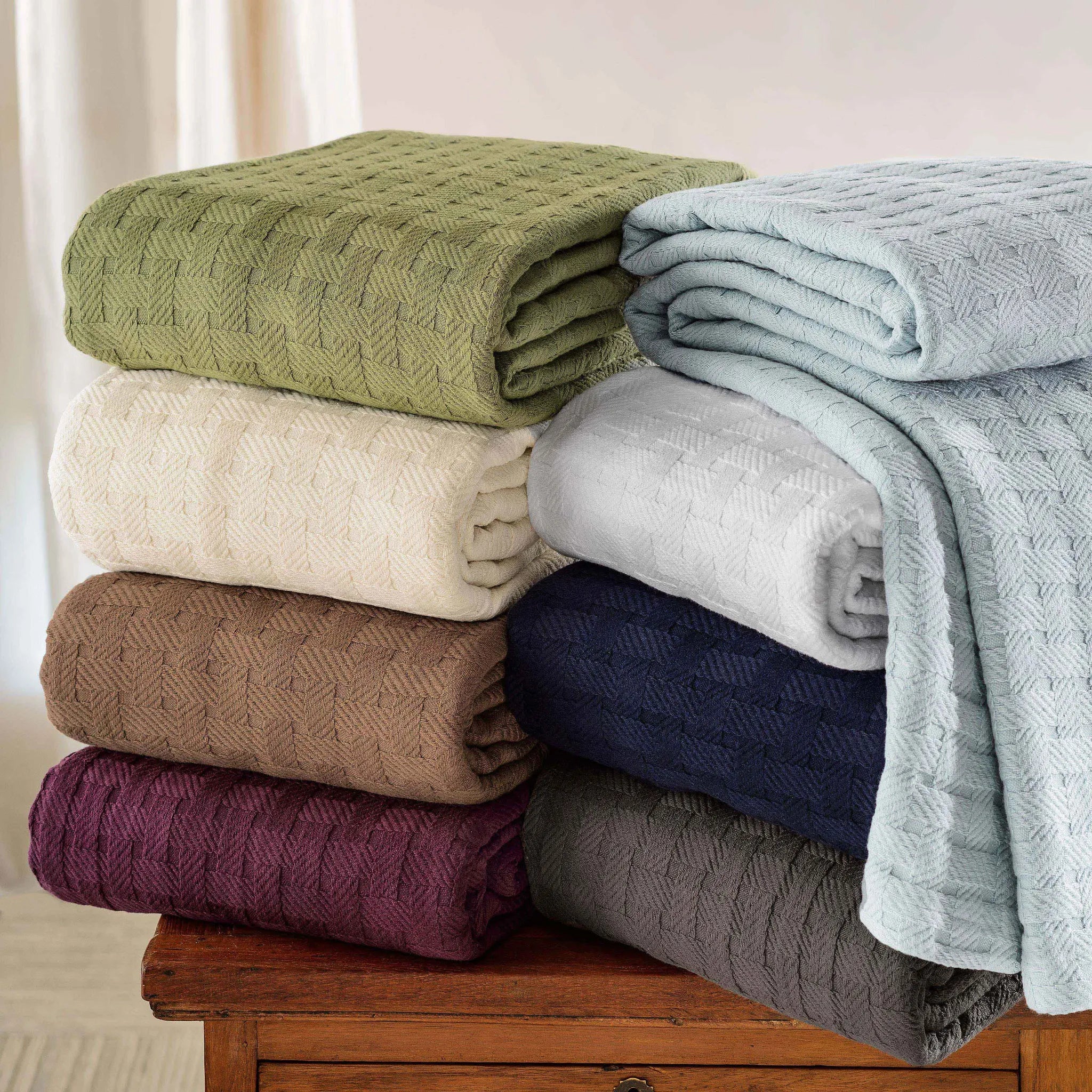 Basketweave Classic Farmhouse All-Season Cotton Blanket - Blanket by Superior Brand