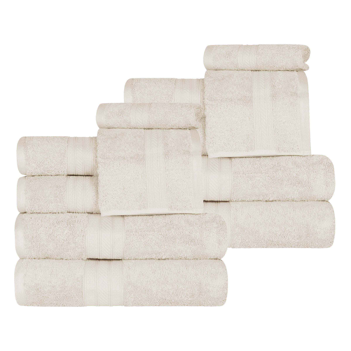 Atlas Combed Cotton Highly Absorbent Solid Face Towels / Washcloths - Almond