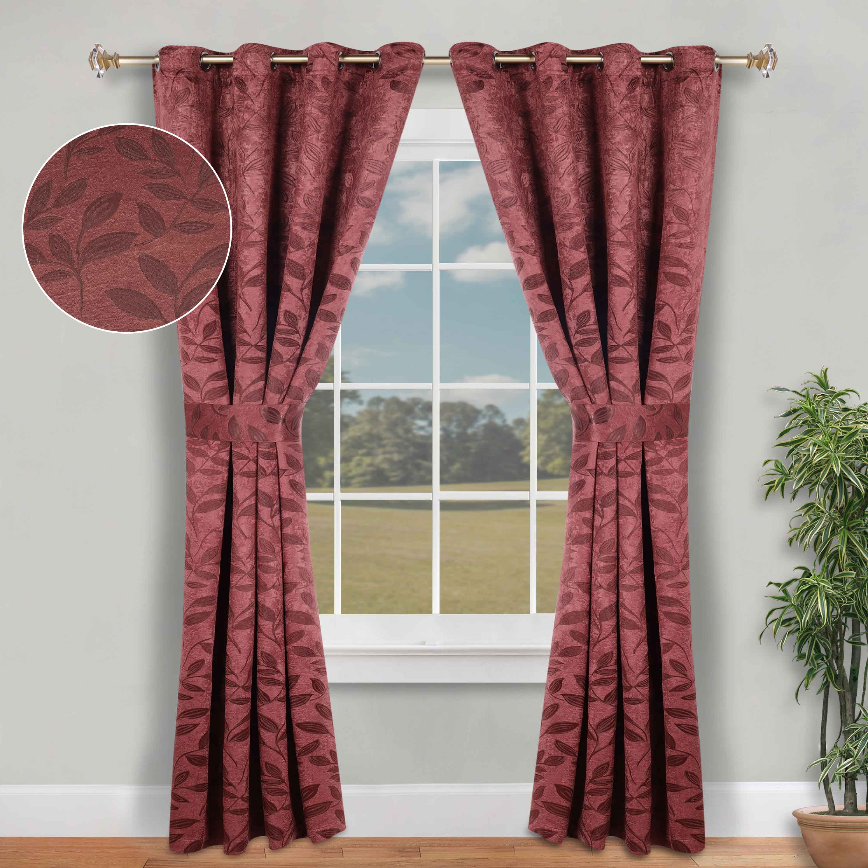Leaves Room Darkening Washable Blackout Curtain Panels, Set of 2 - Blackout Curtains by Superior