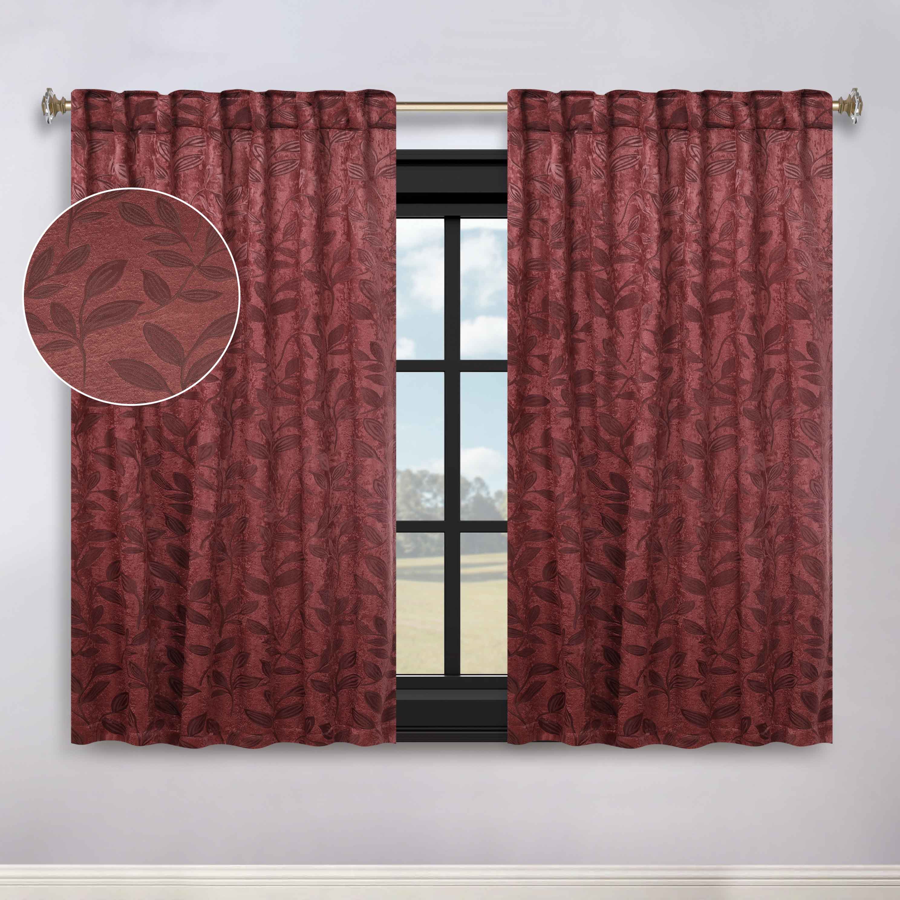 Leaves Room Darkening Back Tabs Blackout Curtain Panels, Set of 2 - Blackout Curtains by Superior Brand