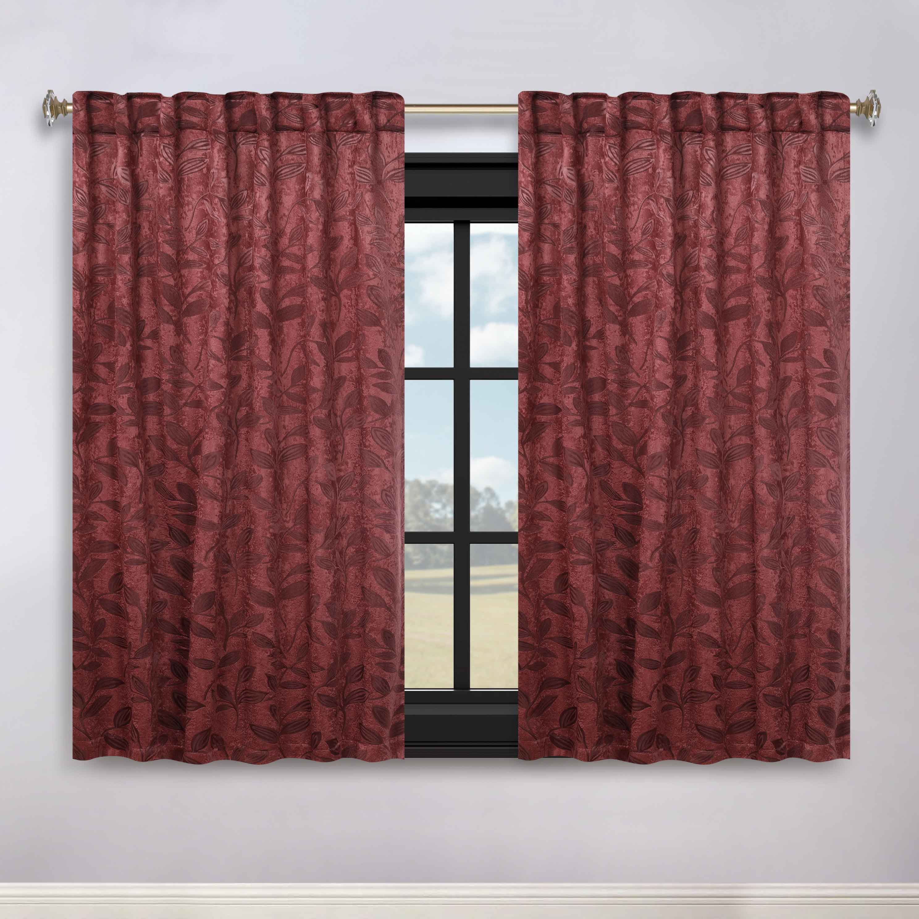 Leaves Room Darkening Back Tabs Blackout Curtain Panels, Set of 2 - Blackout Curtains by Superior