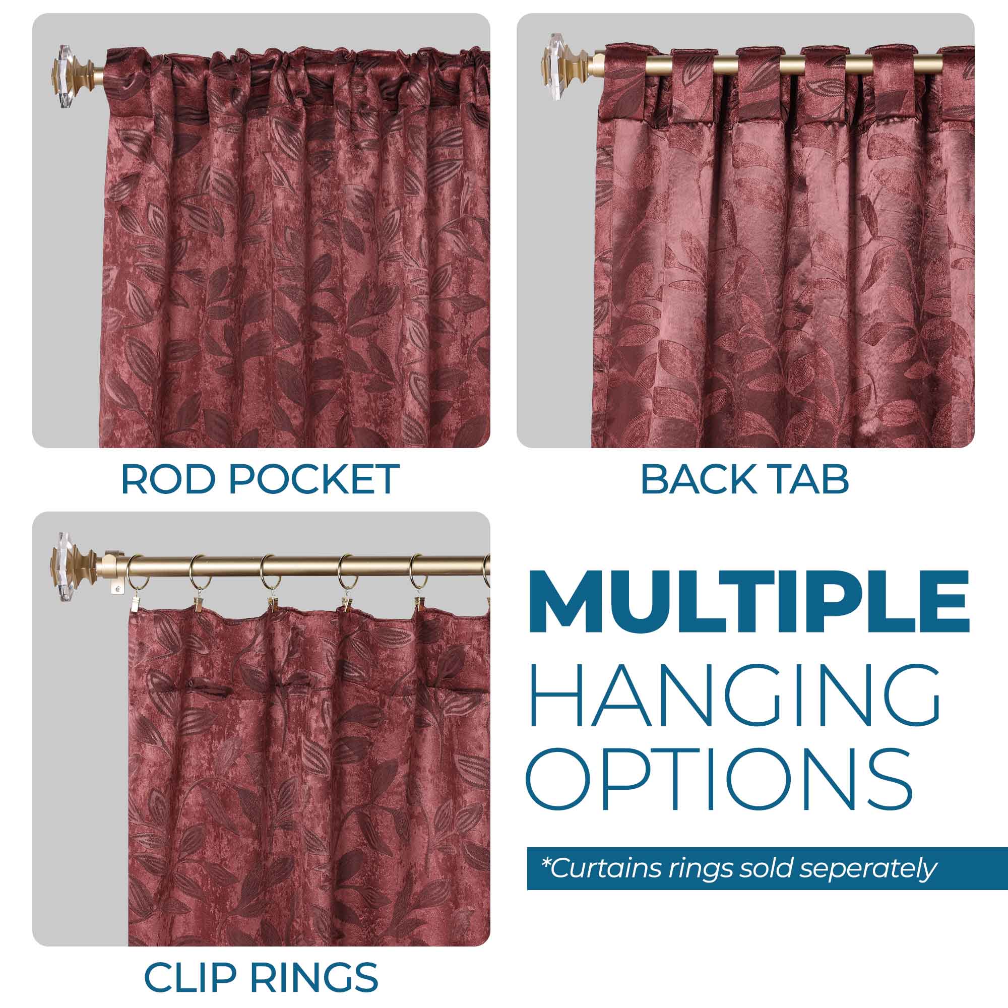 Leaves Room Darkening Back Tabs Blackout Curtain Panels, Set of 2 - Blackout Curtains by Superior