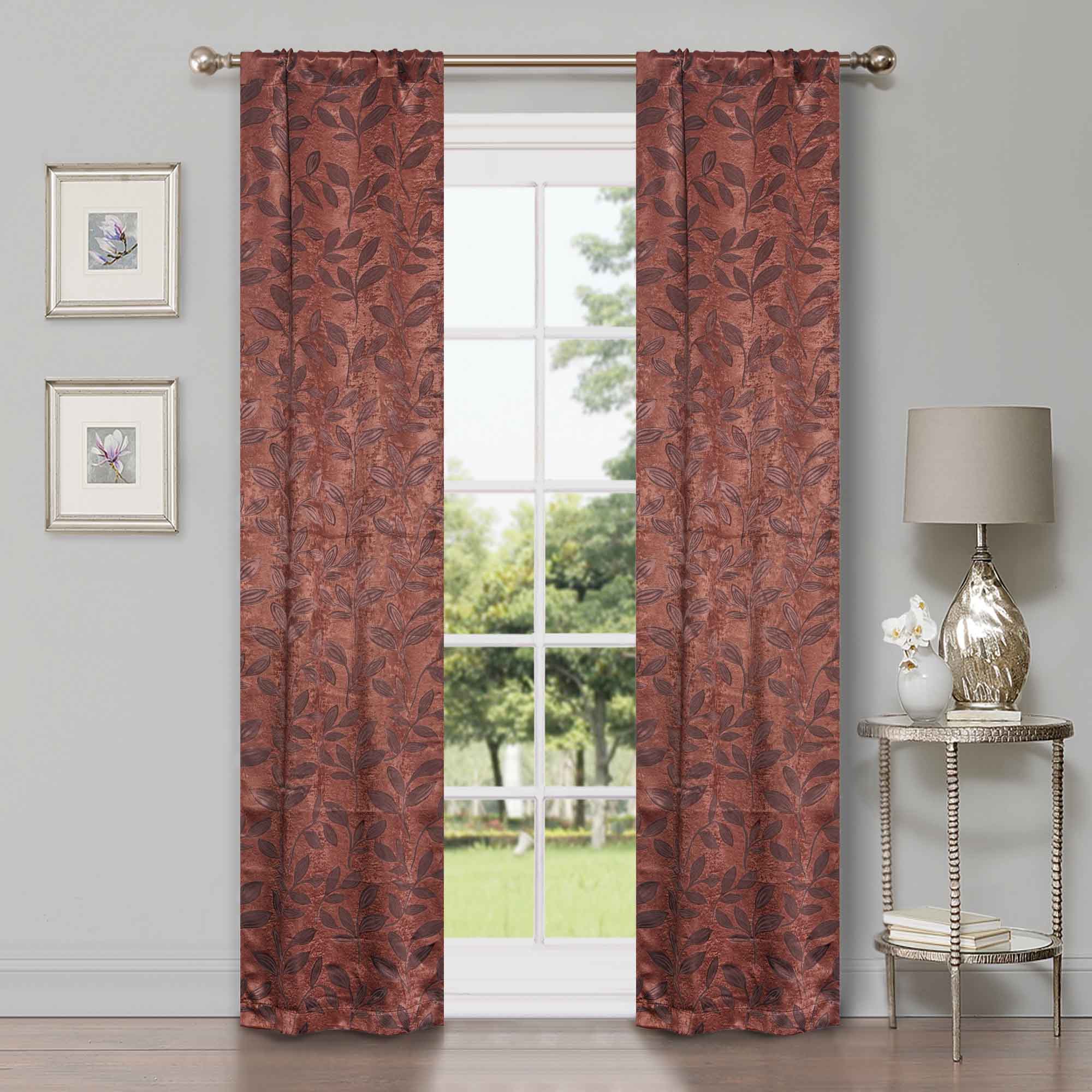 Leaves Room Darkening Washable Blackout Curtain Panels, Set of 2 - Blackout Curtains by Superior