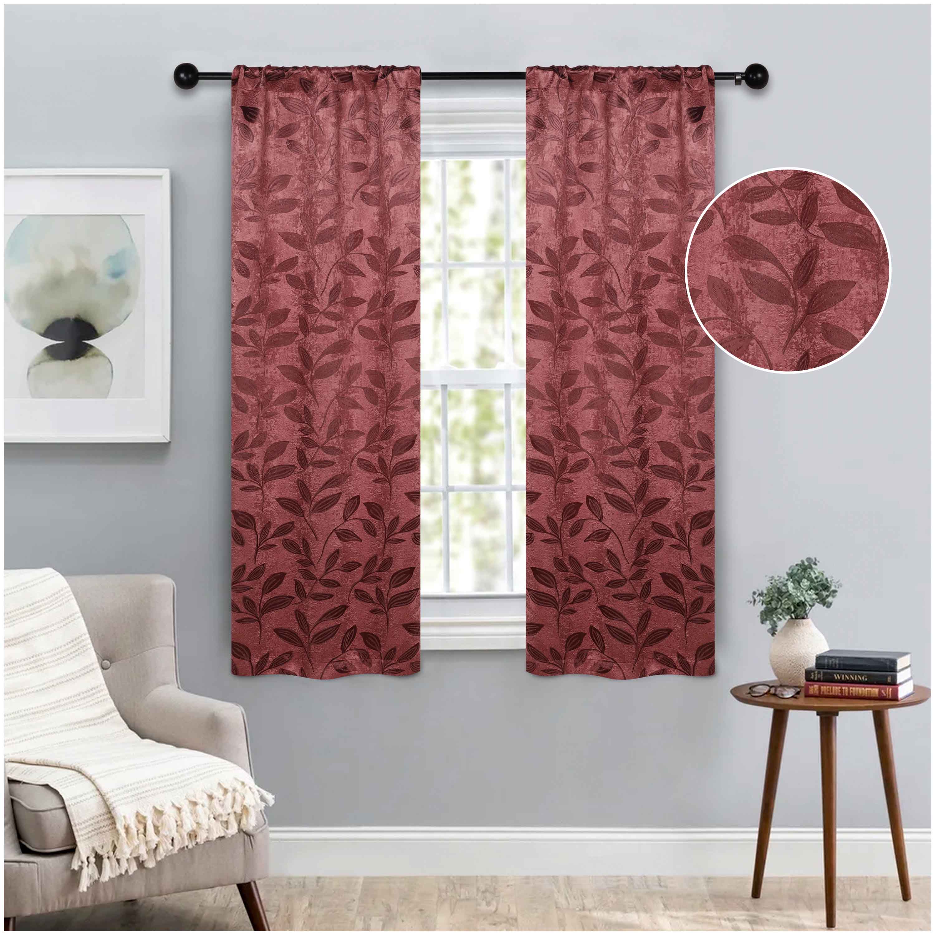 Leaves Room Darkening Washable Blackout Curtain Panels, Set of 2 - Blackout Curtains by Superior