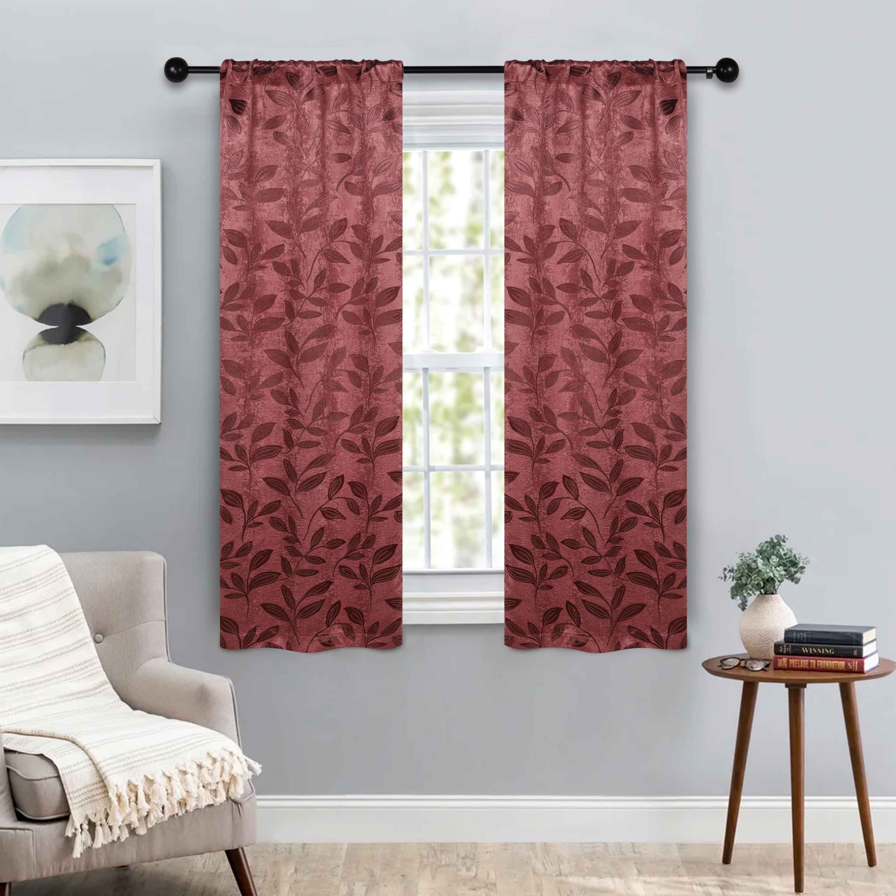 Leaves Room Darkening Washable Blackout Curtain Panels, Set of 2 - Blackout Curtains by Superior