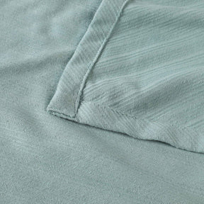 Milan Cotton Textured Jacquard Striped Lightweight Woven Blanket - Aqua