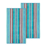 2 Piece Rope Textured Striped Oversized Cotton Beach Towel Set - Beach Towel by Superior