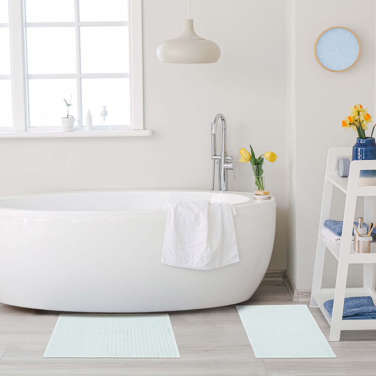 Lined 100% Cotton 1000 GSM 2-Piece Bath Mat Set - Aquamarine