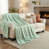Fleece Blanket Plush Cozy Warm Arctic Boho Knit Jacquard